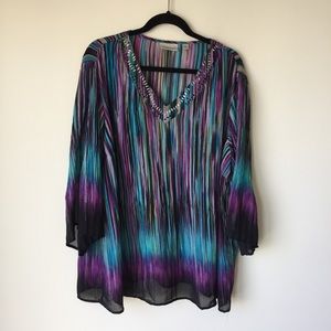 Colorful V-neck blouse